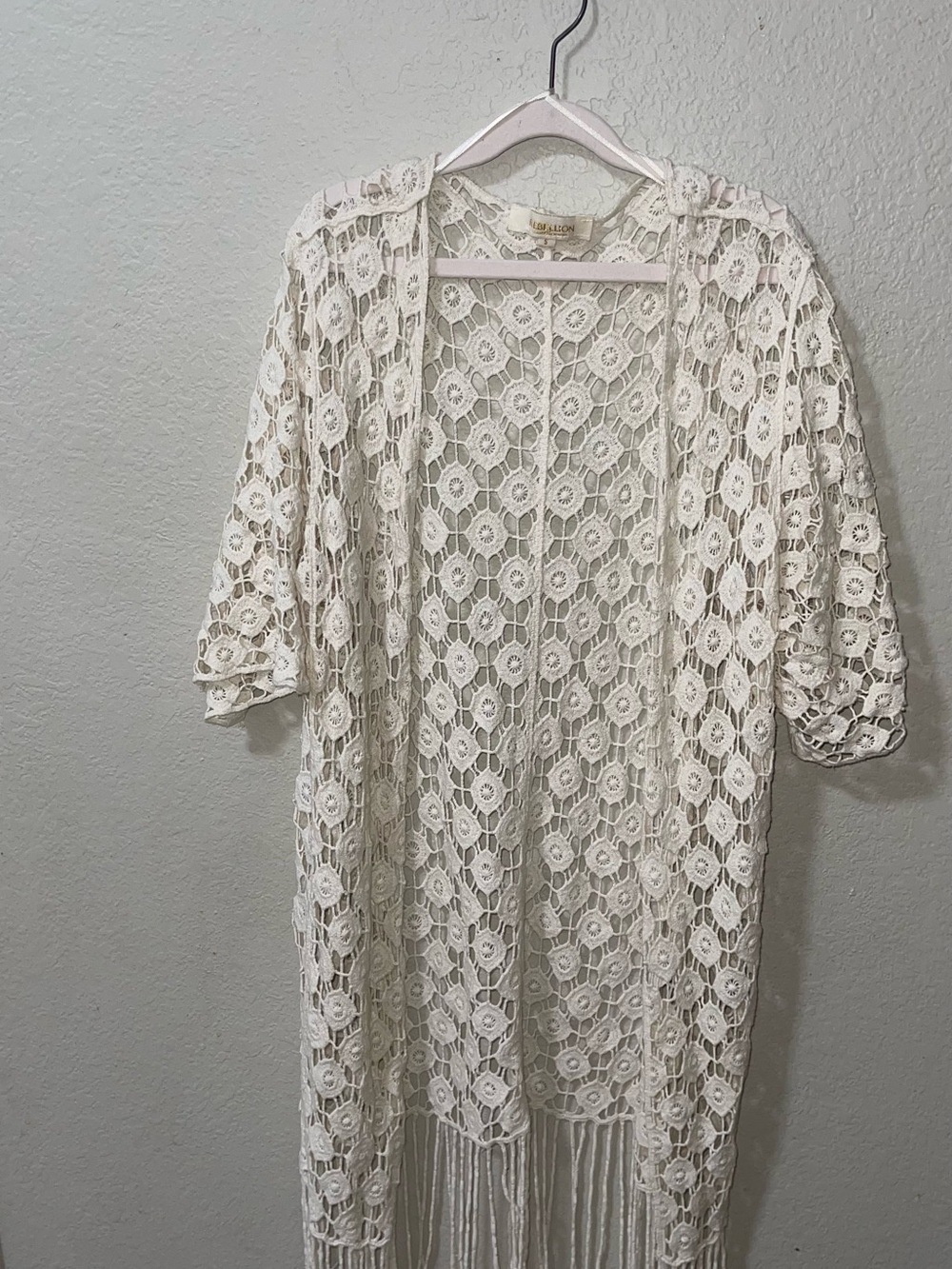 Rebellion Cream Crochet Fringe Kimono